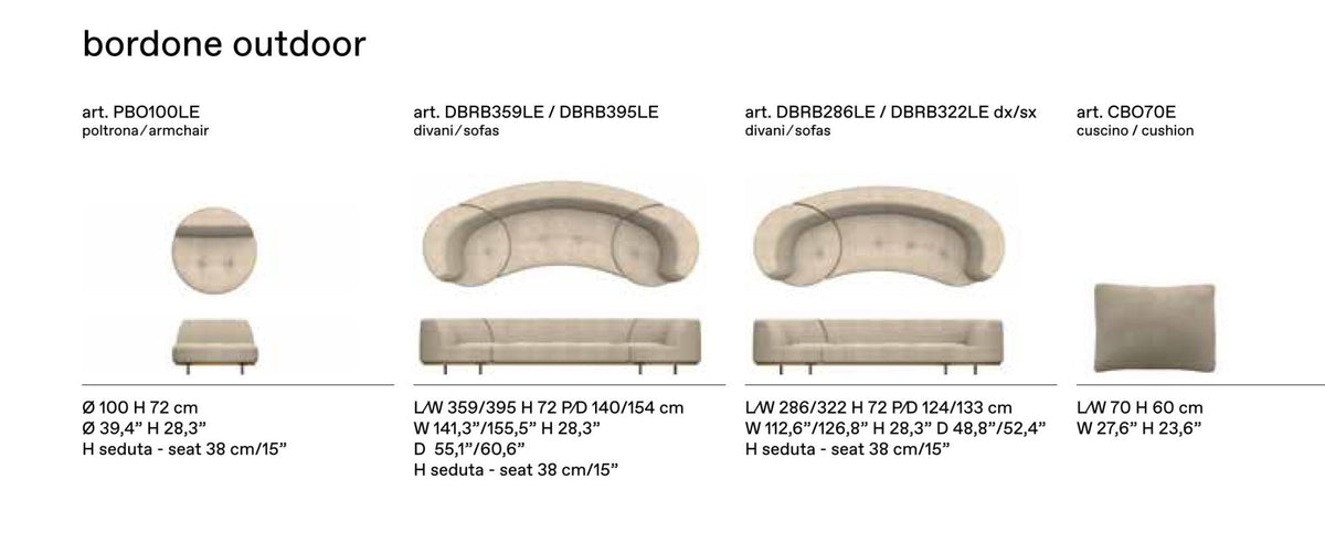 Bordone Outdoor – divano - Sag 80 - Alivar - Divano