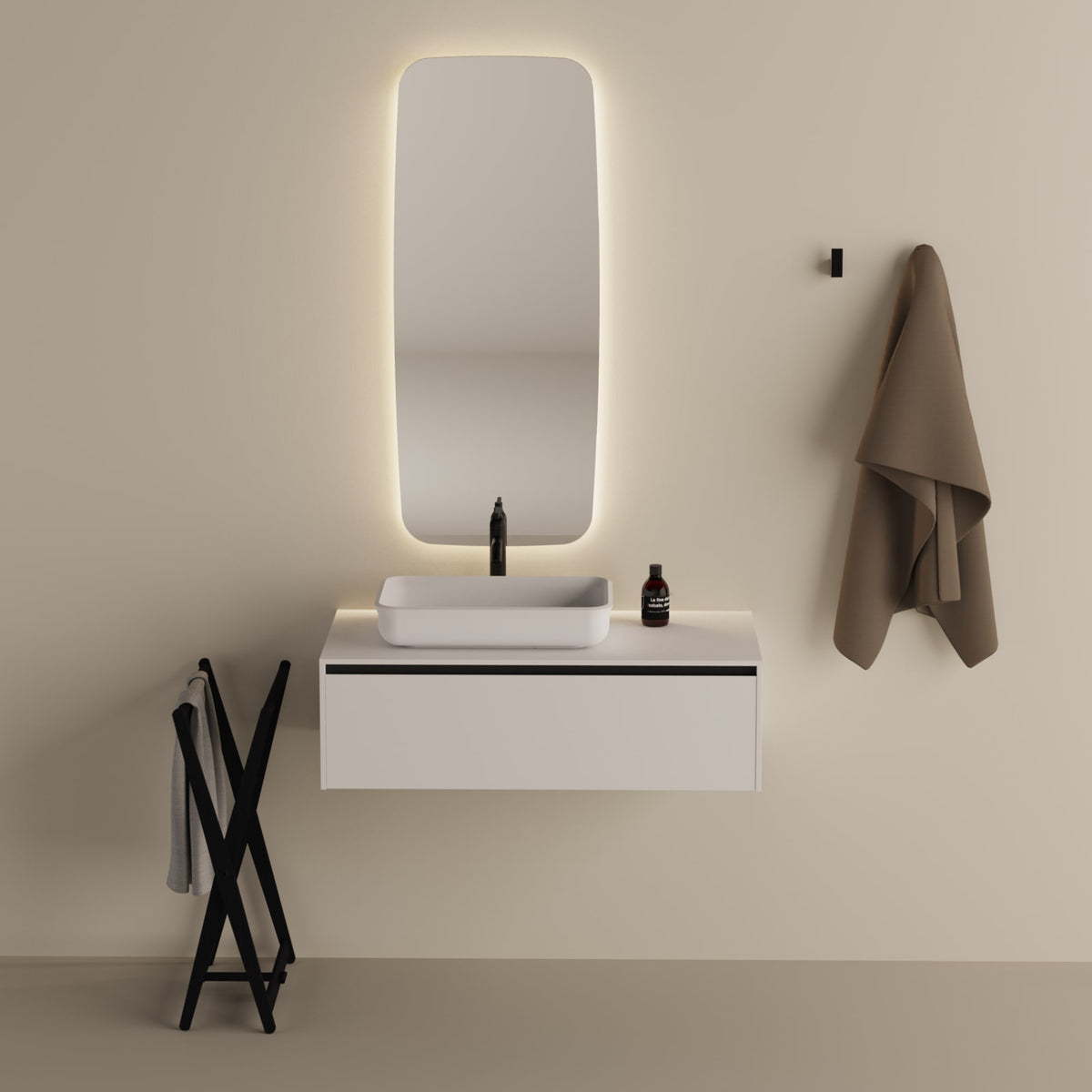 Seppia seppia – specchio con luce - Sag 80 - Agape - Specchio
