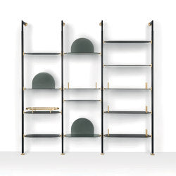 Alba Libreria - Versione fissaggio a soffitto con ripiani in vetro fumé