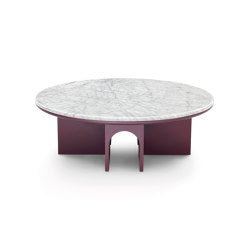 Arcolor Tavolino 50 - Versione con base laccata grigio RAL 7036 e top in Travertino rosso - Sag 80 - Arflex -