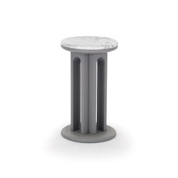 Arcolor Coffee Table 50 - Version with base lacquered in grey RAL 7036 and top in red Travertine