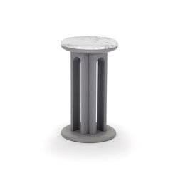 Arcolor Tavolino 50 - Versione con base laccata grigio RAL 7036 e top in Travertino rosso - Sag 80 - Arflex -