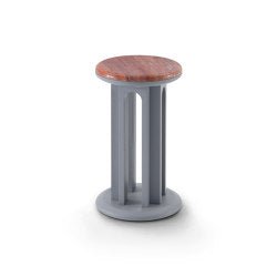 Arcolor Tavolino 50 - Versione con base laccata grigio RAL 7036 e top in Travertino rosso - Sag 80 - Arflex -