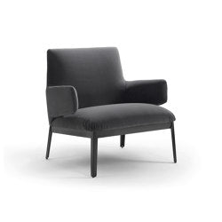 Hug Armchair - Version with high backrest, headrest and Canaletto walnut profiles