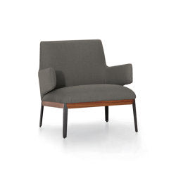 Hug Armchair - Version with high backrest, headrest and Canaletto walnut profiles