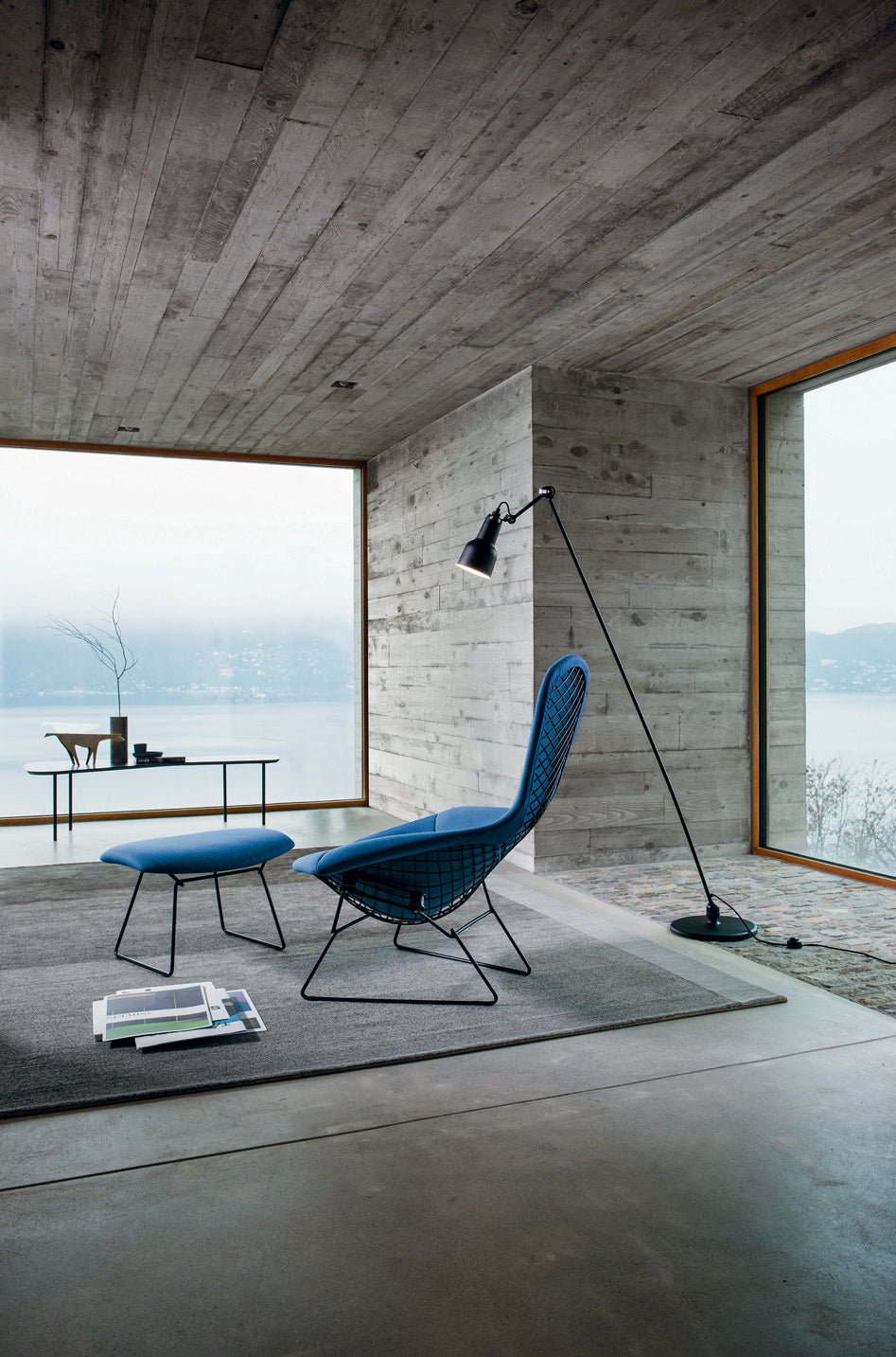 Sedia Schienale alto Bertoia e pouf - Sag 80 - Knoll - Sedia