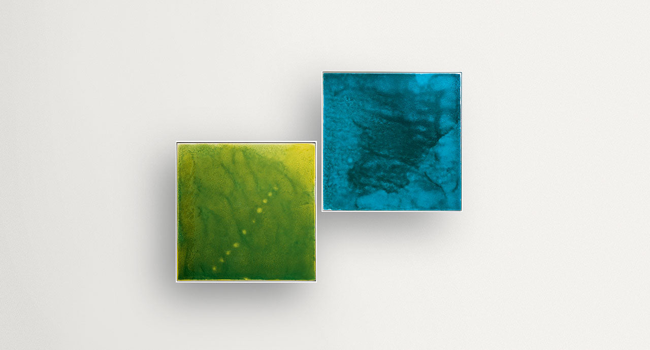 Lio, table tops by Nicolò Morales. Left: Luce GBS644. Right: Luce GBS688. Structures ME00