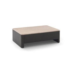 Tokio Service ⌀ 40 - Versione con top in Travertino romano e base laccata betulla RAL 1013 - Sag 80 - Arflex -