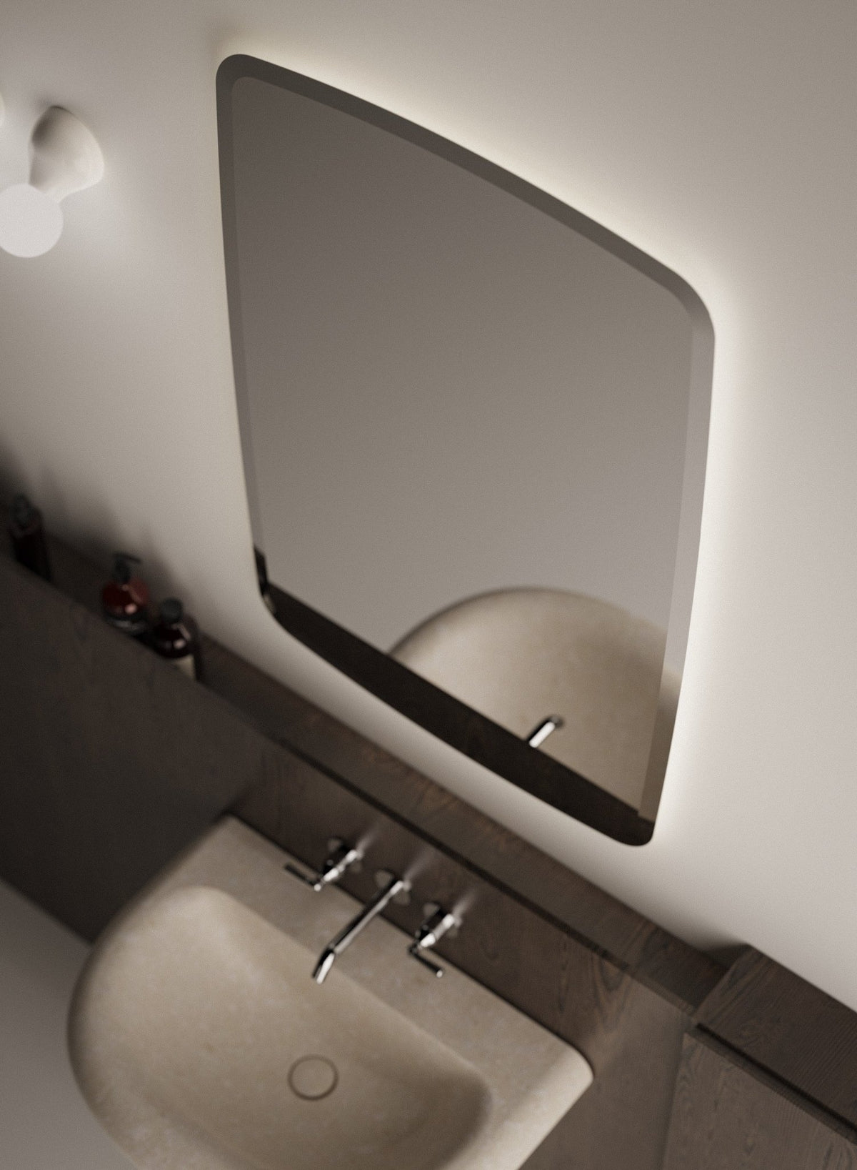 Seppia seppia – specchio con luce - Sag 80 - Agape - Specchio