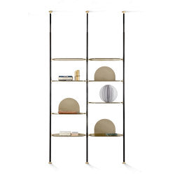 Alba Bookcase - Ceiling mounted version with green glass shelves
