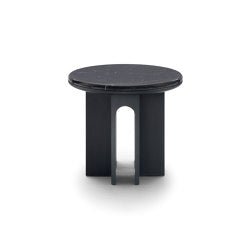 Arcolor Coffee Table 50 - Version with base lacquered in grey RAL 7036 and top in red Travertine