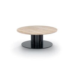 Goya Tavolino D. 50 H. 40 cm - Versione rotonda con top in Travertino romano - Sag 80 - Arflex -